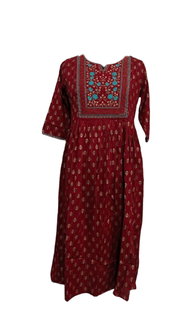 Branded Umbrella Kurti with Pocket – Rayon & Popcorn Fabric