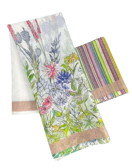 Digital Print Linen Saree – Plain Linen Collection with Matching Blouse