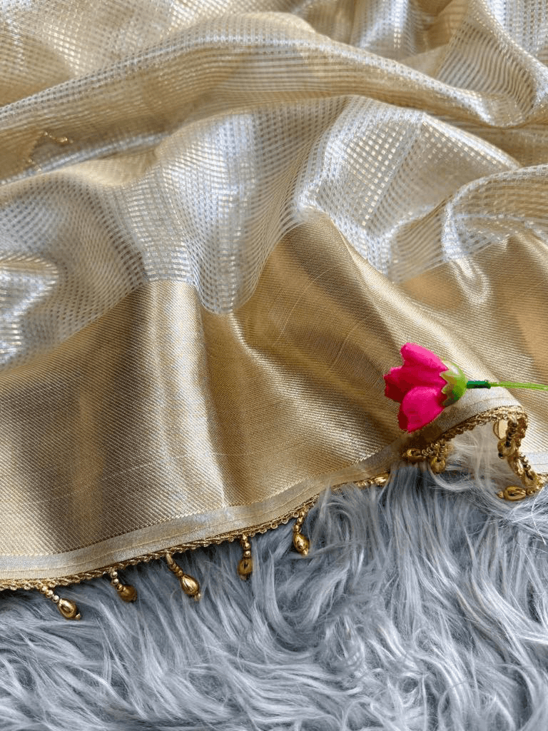 Banarsi Golden Tissue Silk Saree – Handloom Premium Collection