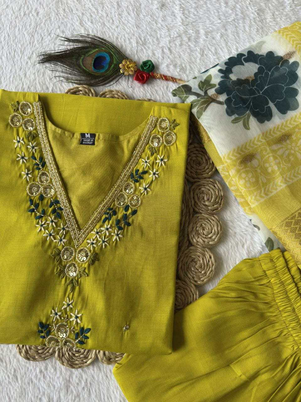 Designer Kurti Pant Dupatta Set – Premium Roman Silk Collection