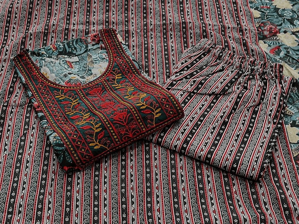 Premium Cotton Three Piece Set – Complete Kurti Collection