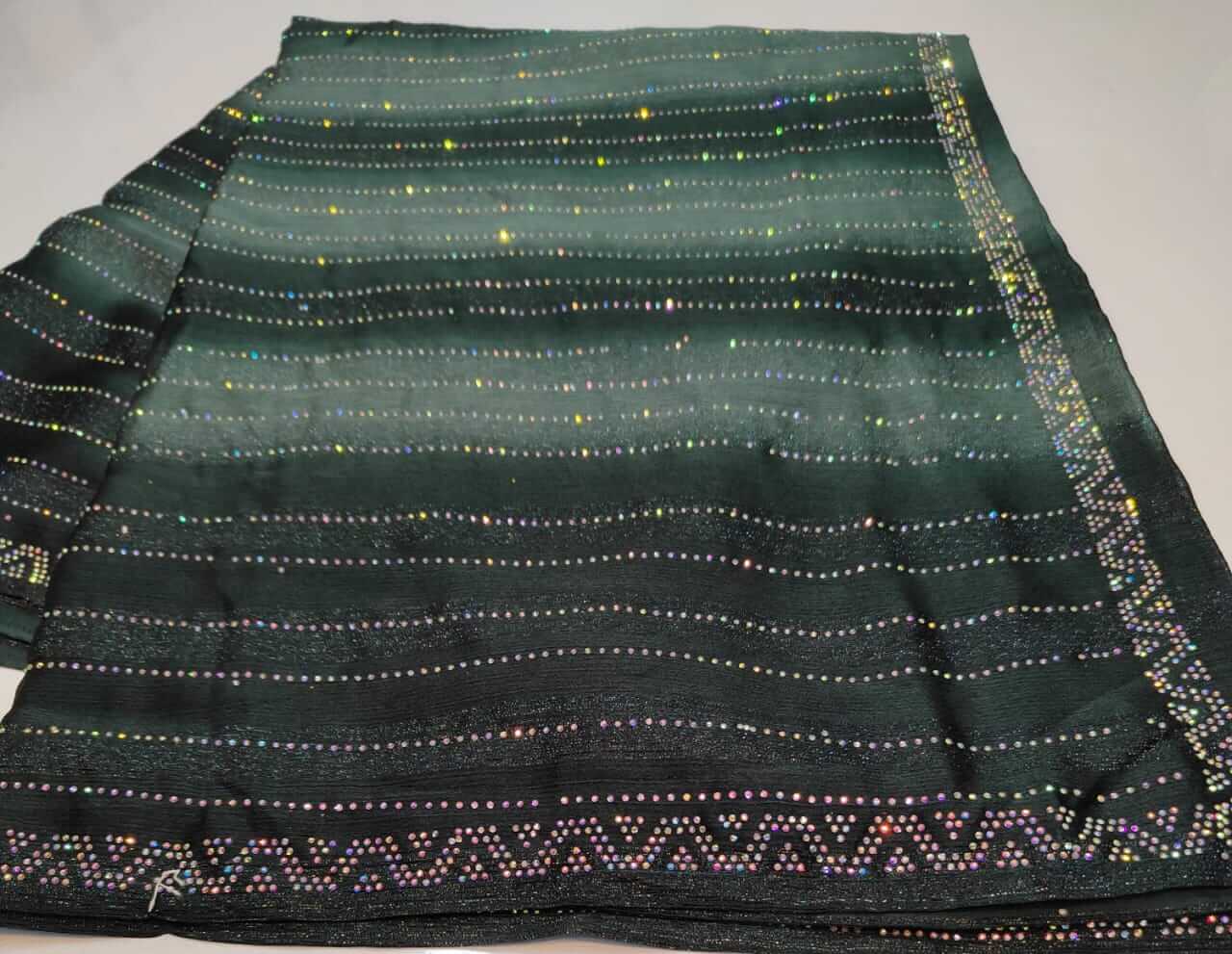 Shimmering Rimzim Saree with Rainbow Stone Work & Designer Blouse