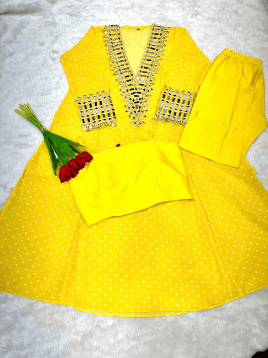 Fox Georgette Anarkali Set – Designer Mirror Work Collection