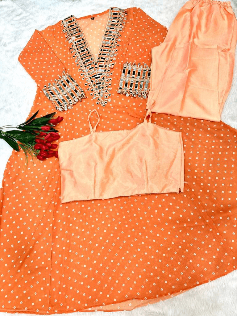 Fox Georgette Anarkali Set – Designer Mirror Work Collection