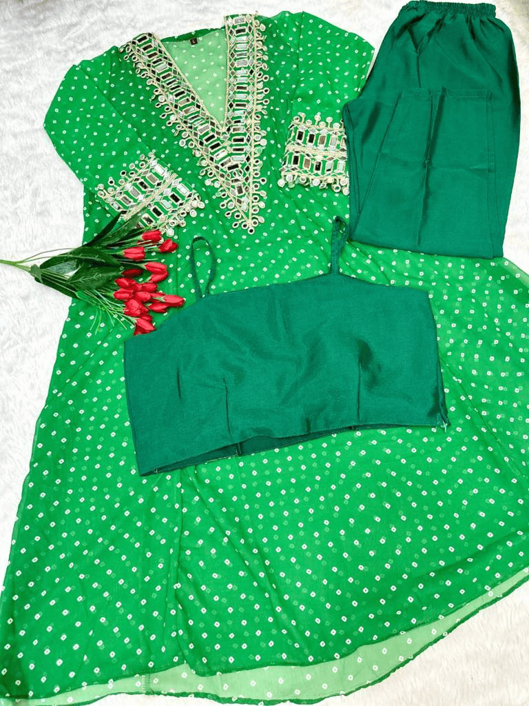 Fox Georgette Anarkali Set – Designer Mirror Work Collection