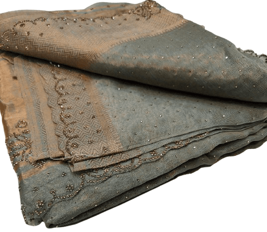 Cutwork Border Saree – Jarkan Stone Work Collection