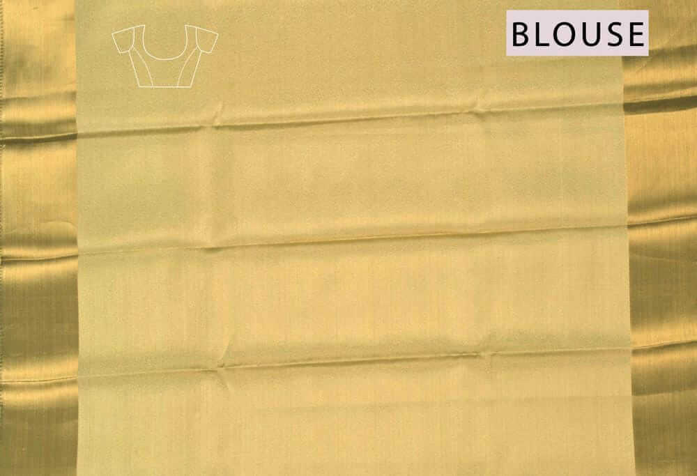 Pure Silk Golden Brocade Saree with Matching Blouse - Wedding Collection