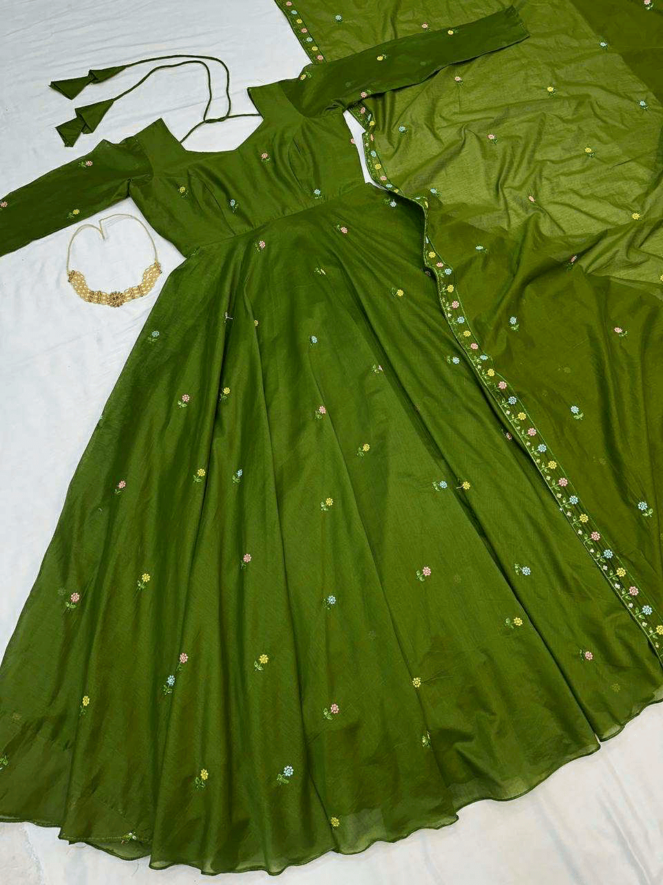 Rani Sati Festival Series – Zipsy Silk Embroidered Gown with Dupatta