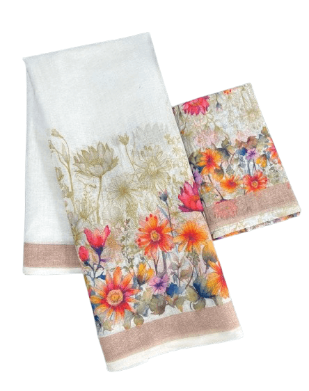 Digital Print Linen Saree – Plain Linen Collection with Matching Blouse