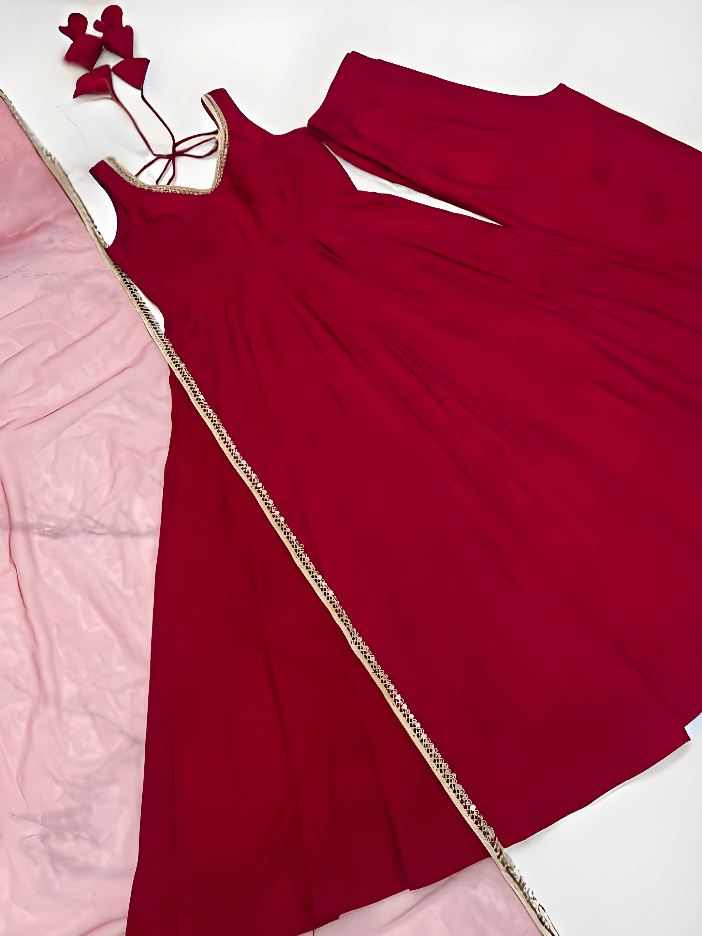 Anarkali Set – Pure Roman Silk Chanderi Fabric with Dupatta