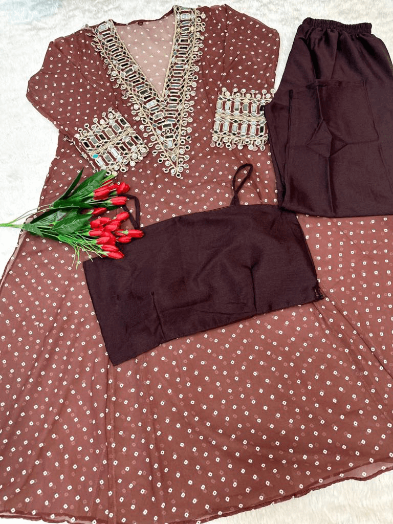 Fox Georgette Anarkali Set – Designer Mirror Work Collection
