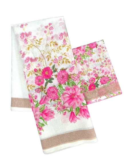 Digital Print Linen Saree – Plain Linen Collection with Matching Blouse