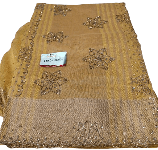 Cutwork Border Saree – Jarkan Stone Work Collection
