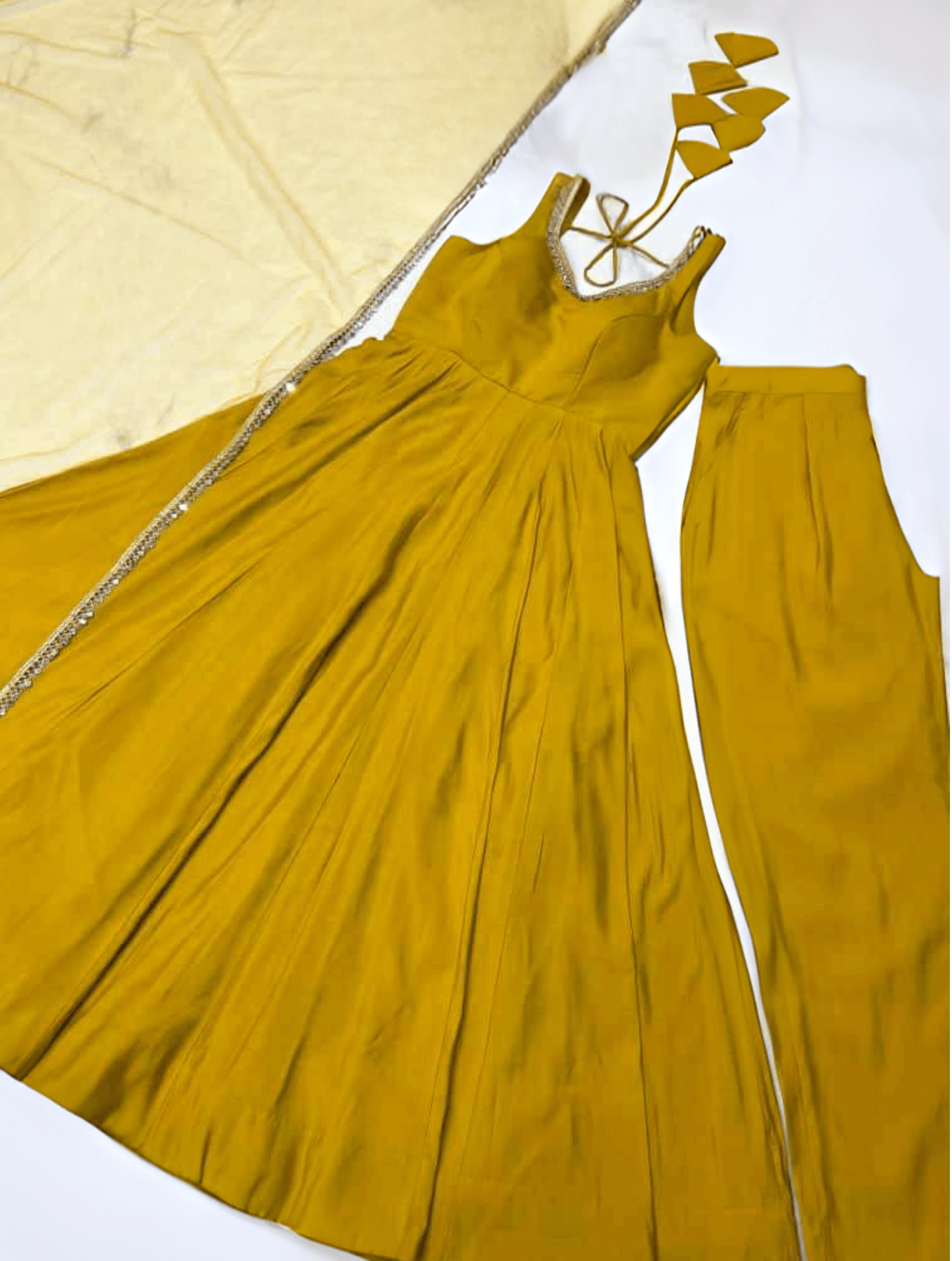 Anarkali Set – Pure Roman Silk Chanderi Fabric with Dupatta