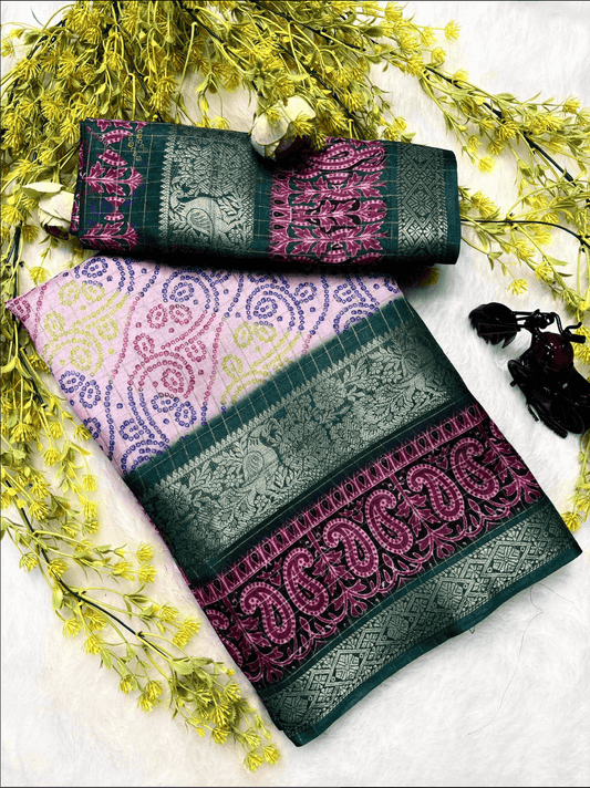 Dola Chex Premium Saree – Digital Print with Jacquard Border