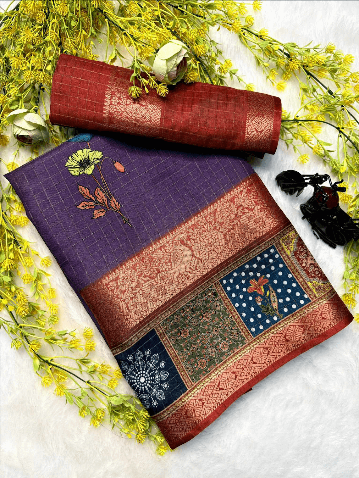 Dola Chex Premium Saree – Digital Print with Jacquard Border