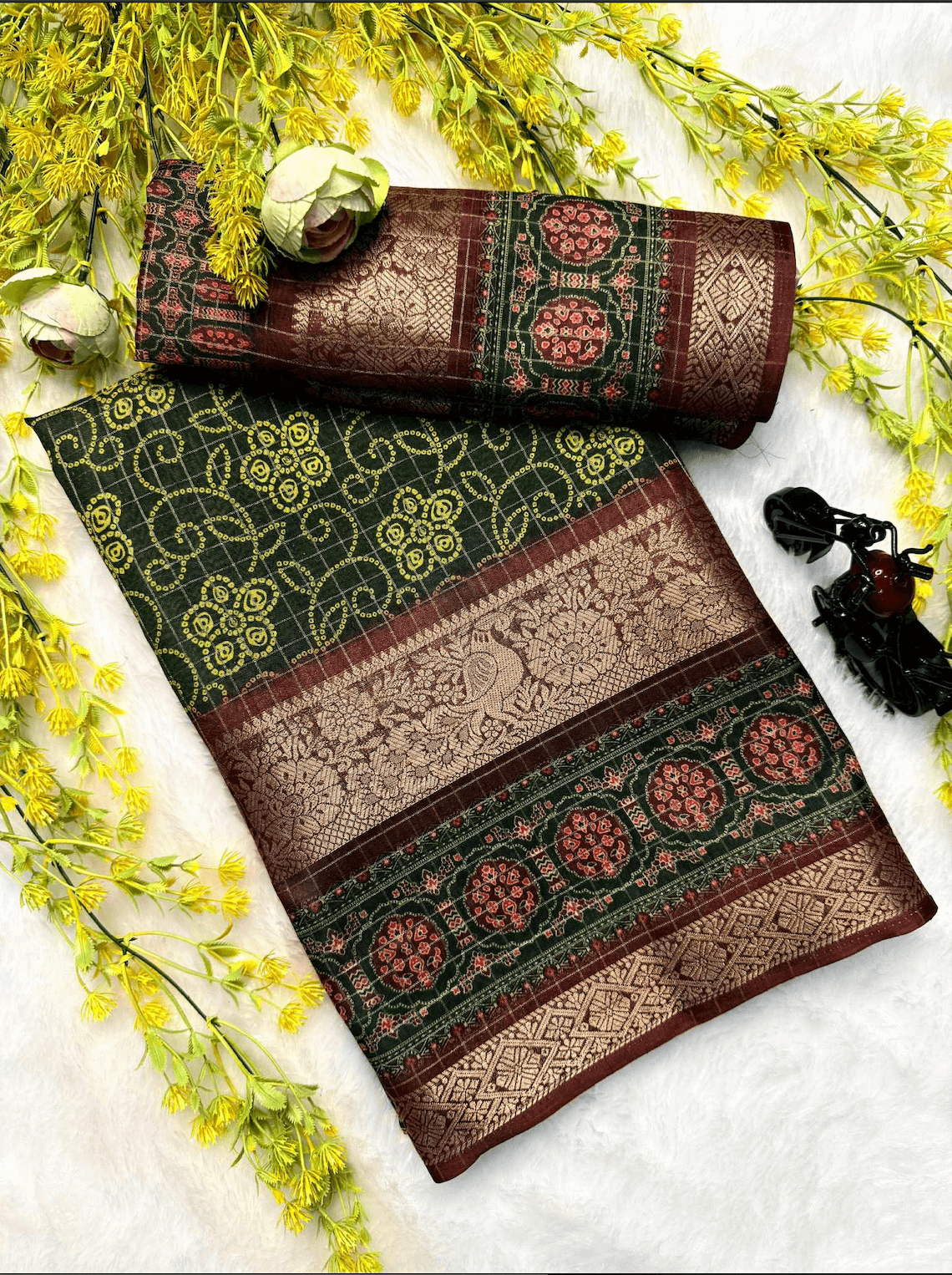 Dola Chex Premium Saree – Digital Print with Jacquard Border