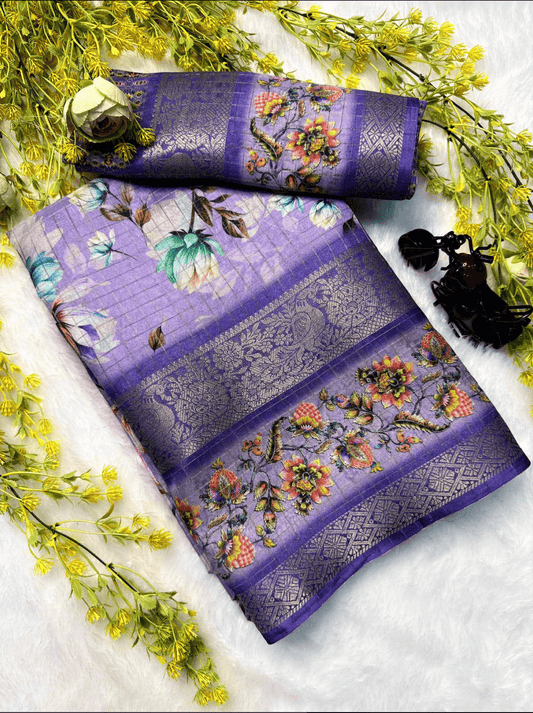 Dola Chex Premium Saree – Digital Print with Jacquard Border