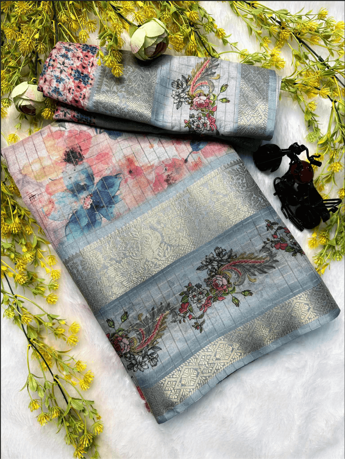 Dola Chex Premium Saree – Digital Print with Jacquard Border