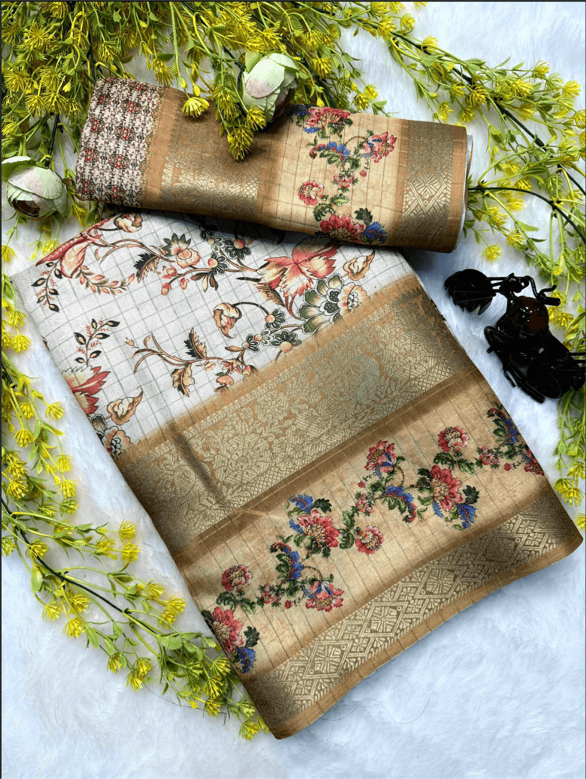 Dola Chex Premium Saree – Digital Print with Jacquard Border