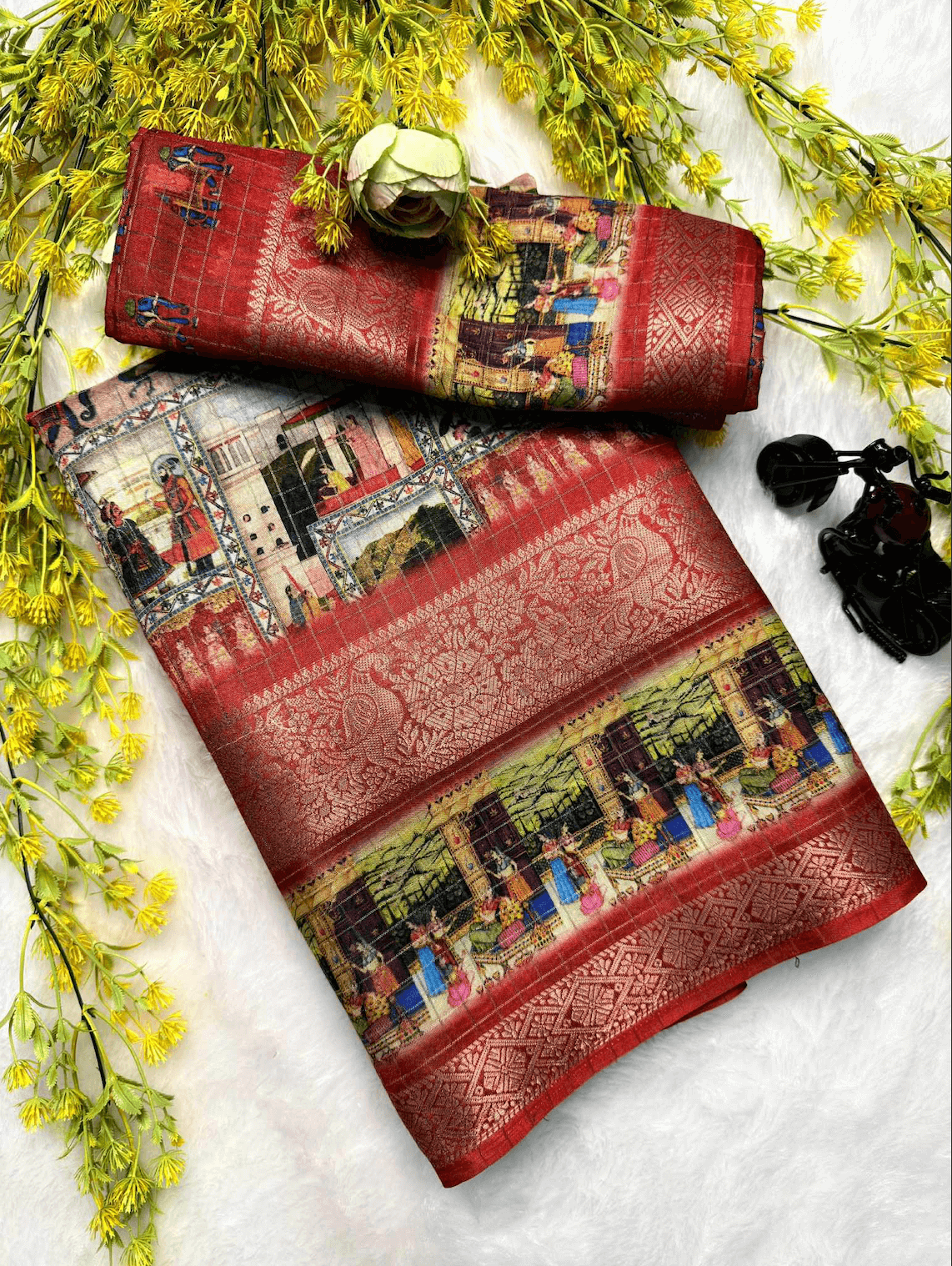 Dola Chex Premium Saree – Digital Print with Jacquard Border