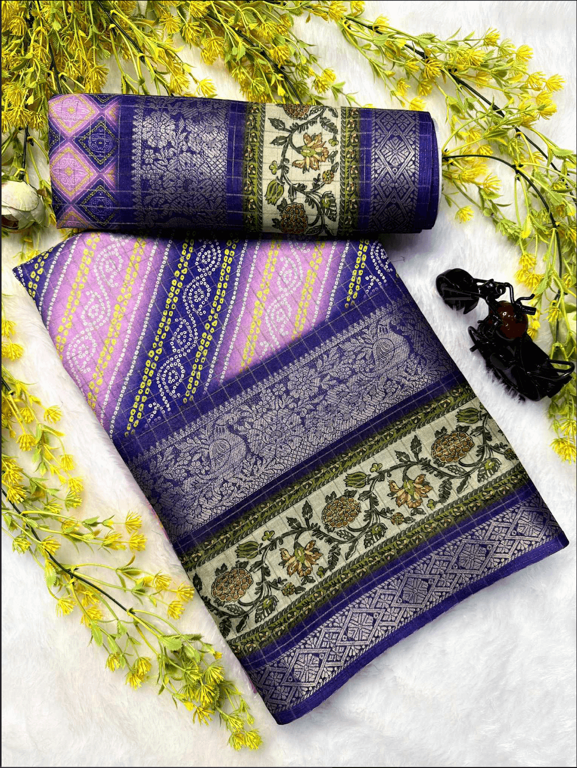 Dola Chex Premium Saree – Digital Print with Jacquard Border