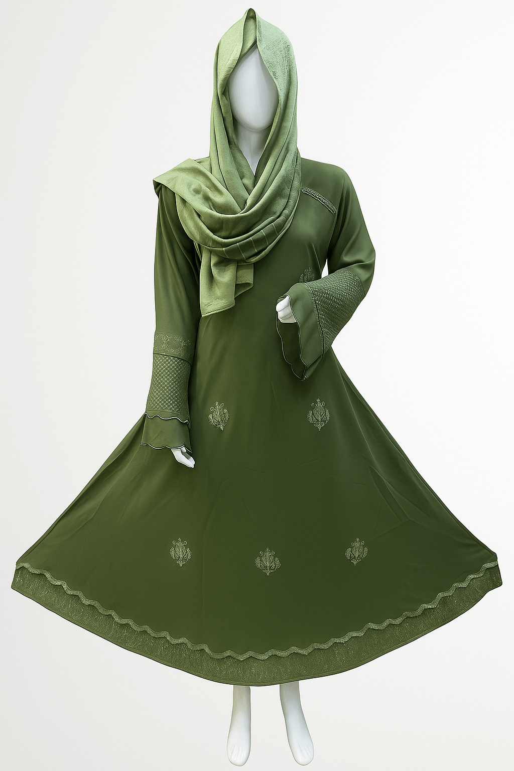 Ultimate Nida Abaya – Double Umbrella Stone Work Collection