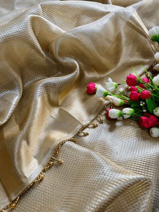 Banarsi Golden Tissue Silk Saree – Handloom Premium Collection