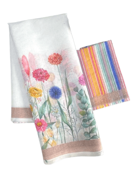 Digital Print Linen Saree – Plain Linen Collection with Matching Blouse
