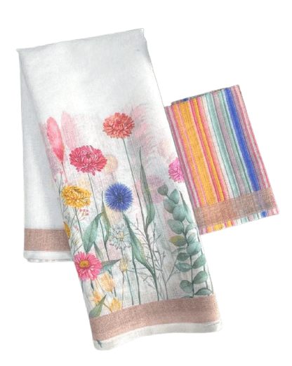 Digital Print Linen Saree – Plain Linen Collection with Matching Blouse
