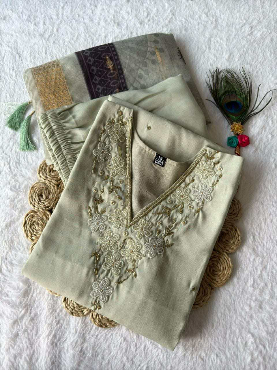 Designer Kurti Pant Dupatta Set – Premium Roman Silk Collection