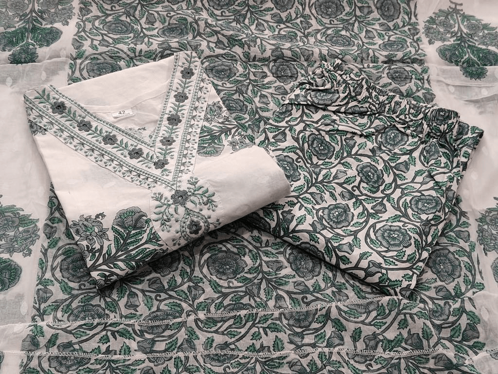 Premium Cotton Three Piece Set – Complete Kurti Collection