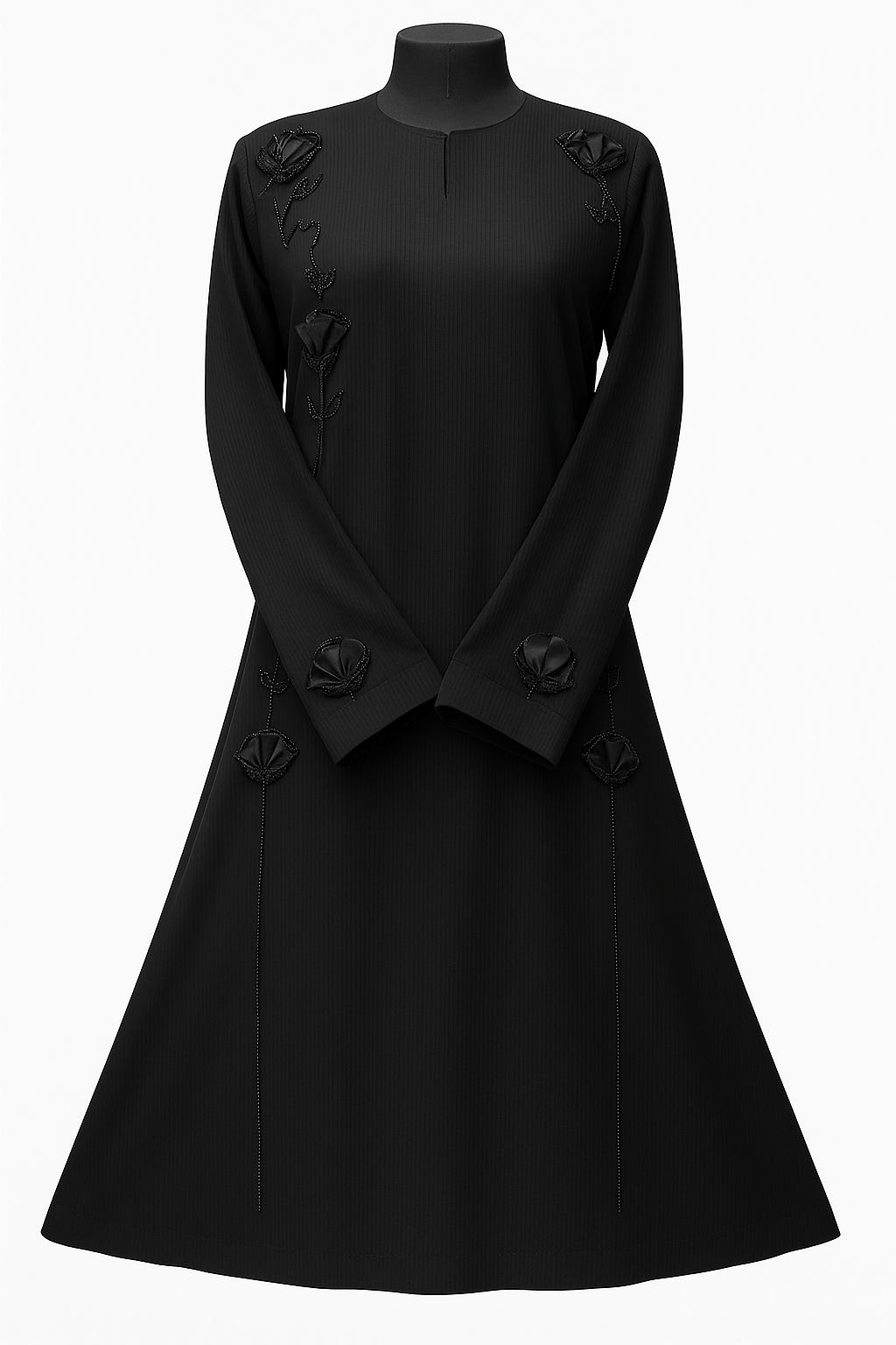 Imported Zoom Fabric Abaya – Floral Aari Work with Shawl