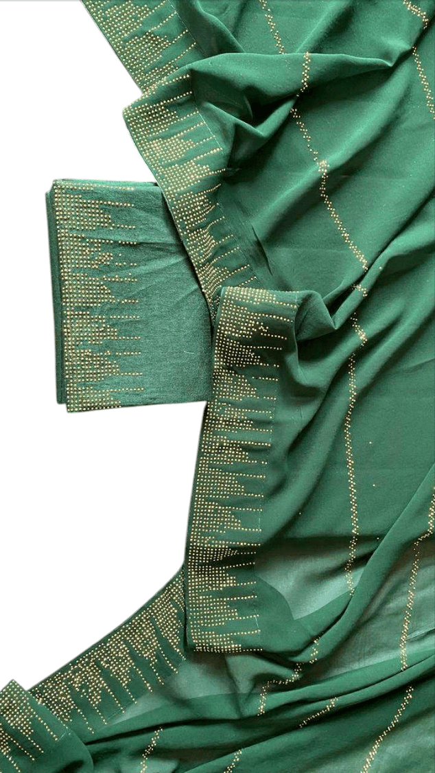 Georgette Party Wear Saree – Swarovski Work with C-Pallu