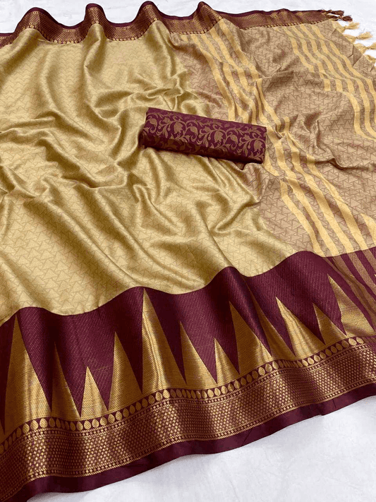 Aura Cotton Silk Saree – Broad Contrast Jacquard Work Border Collection