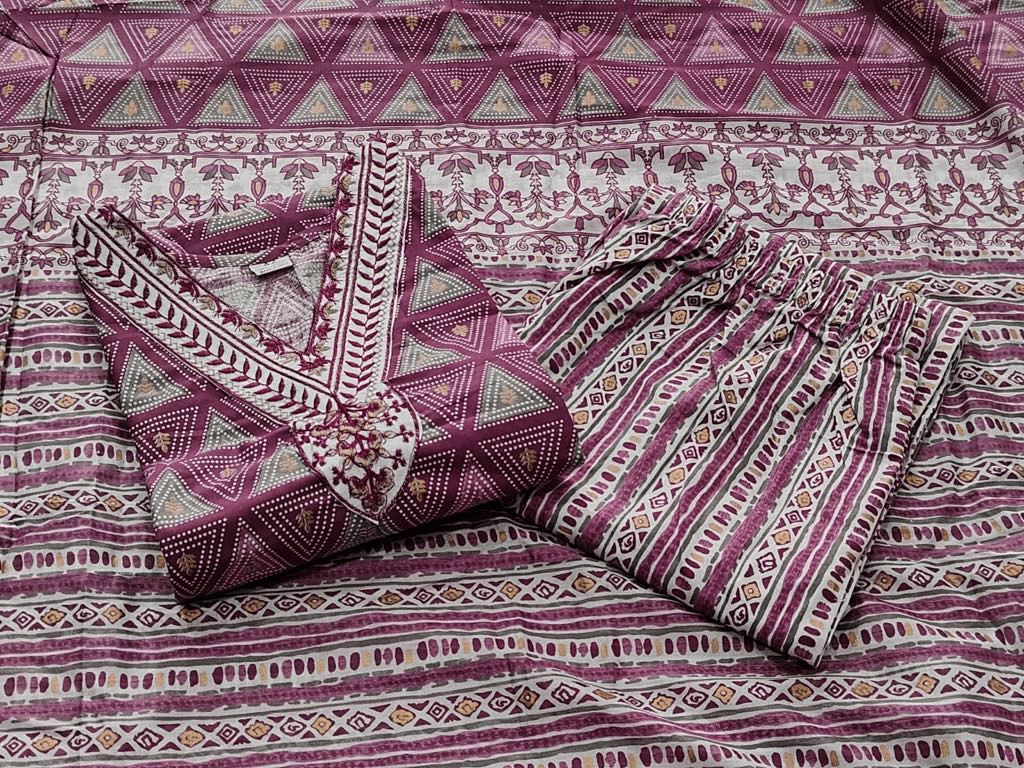 Premium Cotton Three Piece Set – Complete Kurti Collection