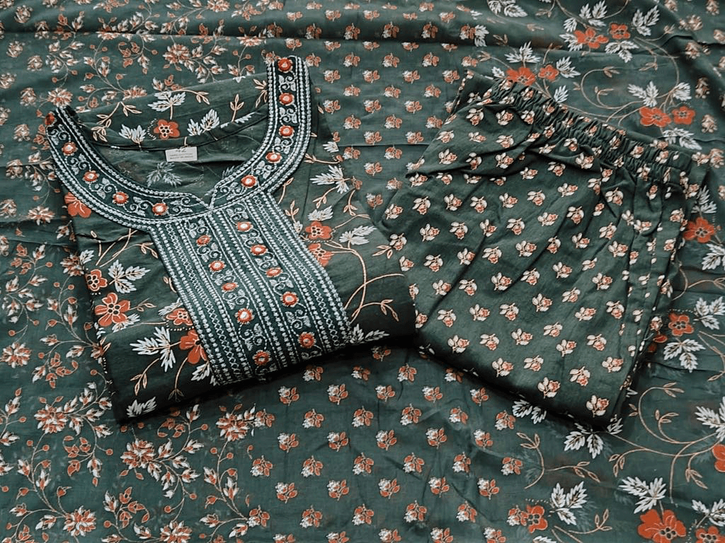 Premium Cotton Three Piece Set – Complete Kurti Collection