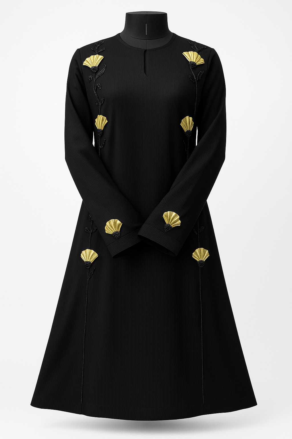 Imported Zoom Fabric Abaya – Floral Aari Work with Shawl