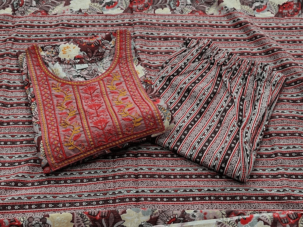 Premium Cotton Three Piece Set – Complete Kurti Collection