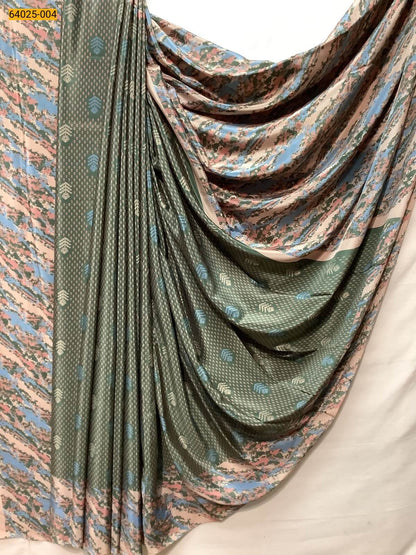 Crepe Silk Printed Saree with Matching Blouse – Lightweight & Elegant