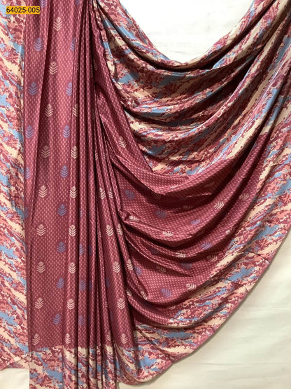 Crepe Silk Printed Saree with Matching Blouse – Lightweight & Elegant