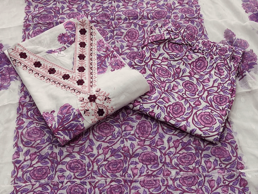 Premium Cotton Three Piece Set – Complete Kurti Collection