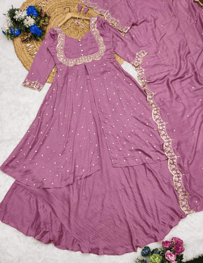 Cape Top Suit Set – Vichitra Silk Wedding Collection with Embroidery
