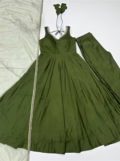 Anarkali Set – Pure Roman Silk Chanderi Fabric with Dupatta
