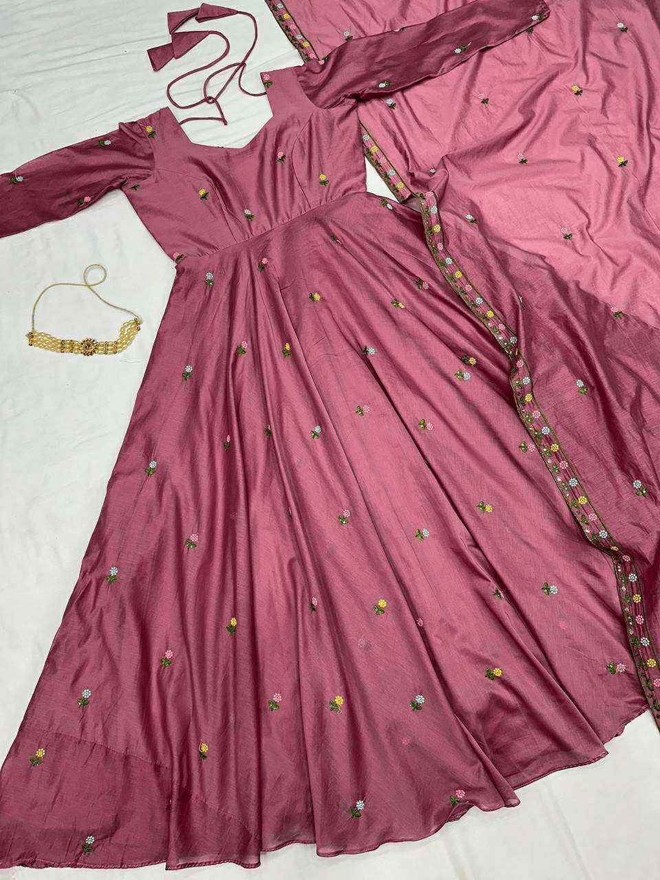 Rani Sati Festival Series – Zipsy Silk Embroidered Gown with Dupatta