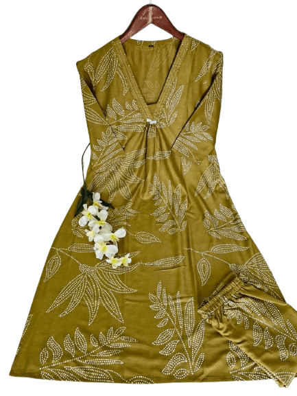 Reyon Kurti Set with Pant – Hand Work Detailing