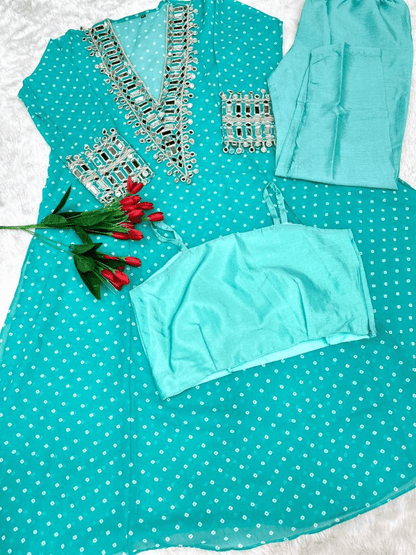 Fox Georgette Anarkali Set – Designer Mirror Work Collection