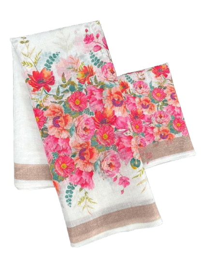Digital Print Linen Saree – Plain Linen Collection with Matching Blouse