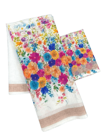 Digital Print Linen Saree – Plain Linen Collection with Matching Blouse