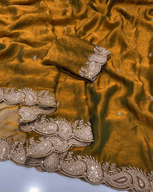 Shaded Fendy Chiffon Saree – Multi Embroidery Sequins Collection